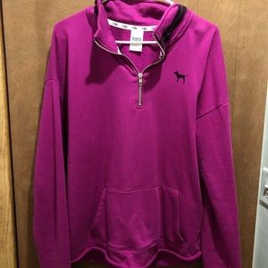 Pink half zip up sweatshirt